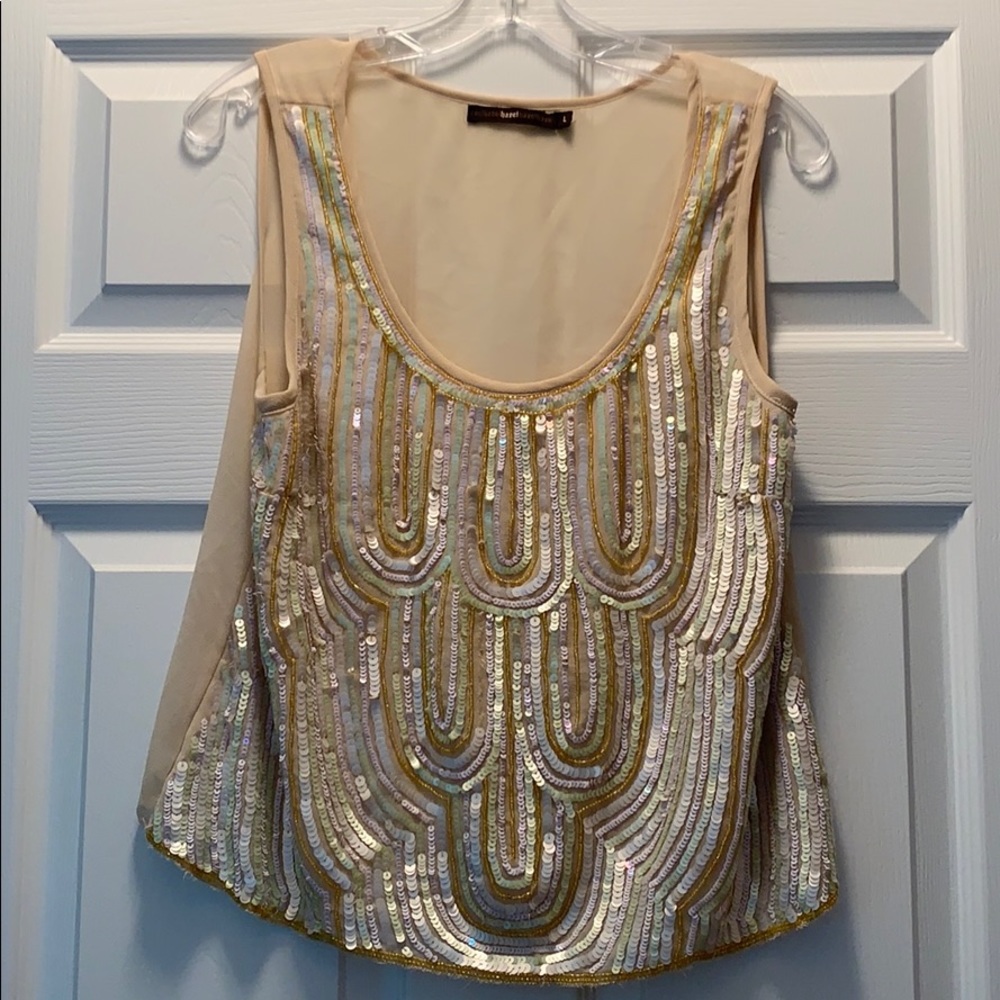 Sheer sequin tank L
